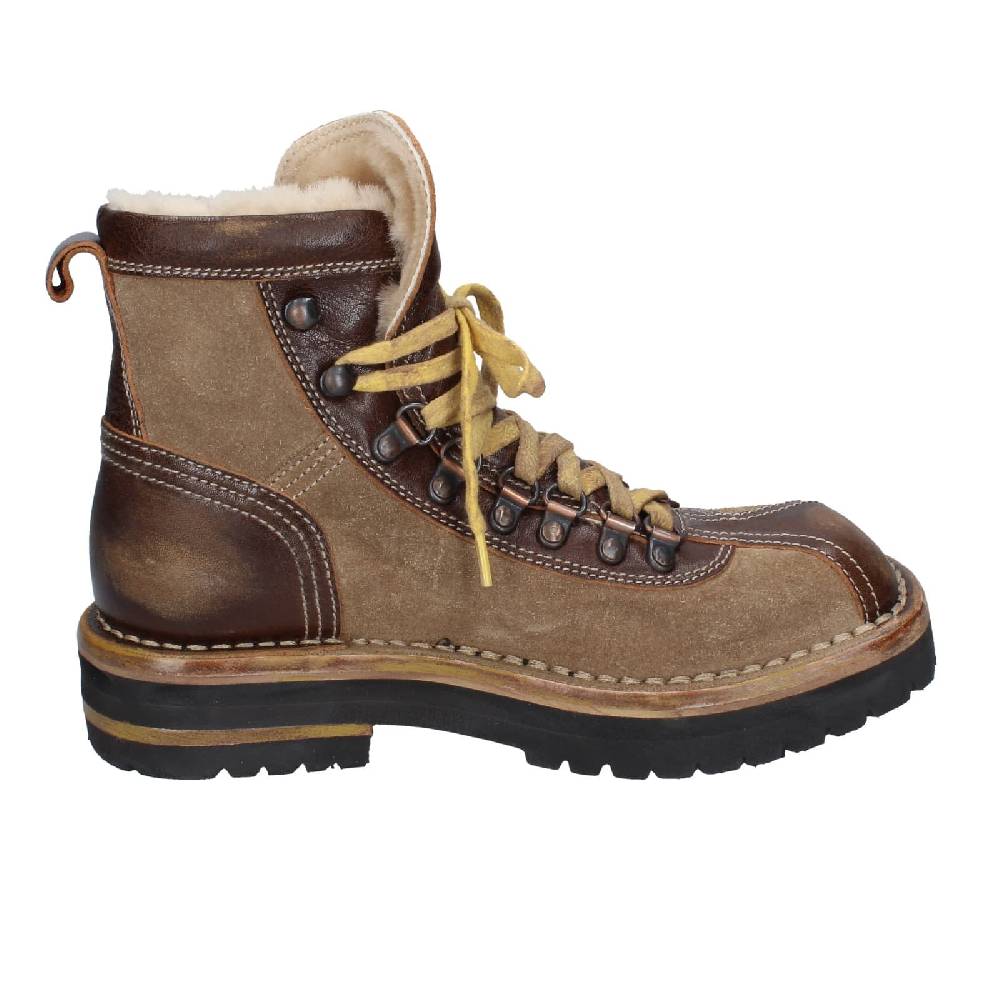 scarpe donna MOMA stivaletti marrone camoscio beige pelle 81301B EY576 Offerte stagionali