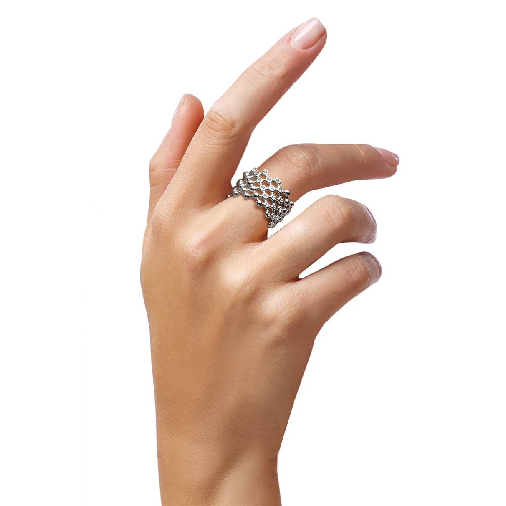 Opsobjects CLAIRE anello color argento fascia con strass 2025