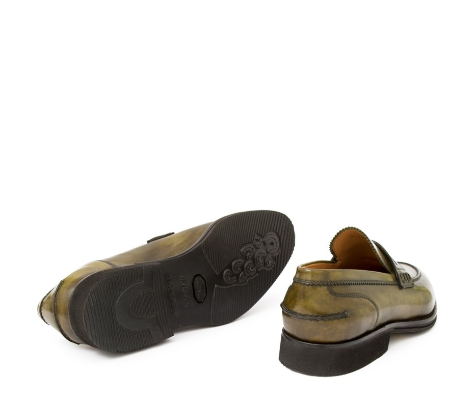 Pakerson MOCASSINO LUCCA PELLE VERDE OLIVA Vendita Calda