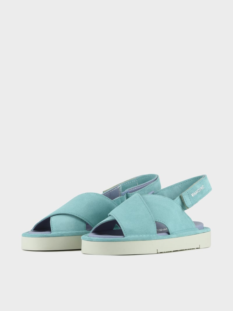 Panchic SANDALO INCROCIATO P67 DONNA IN SUEDE E MICROFIBRA ACQUAMARINA Vendita Economica