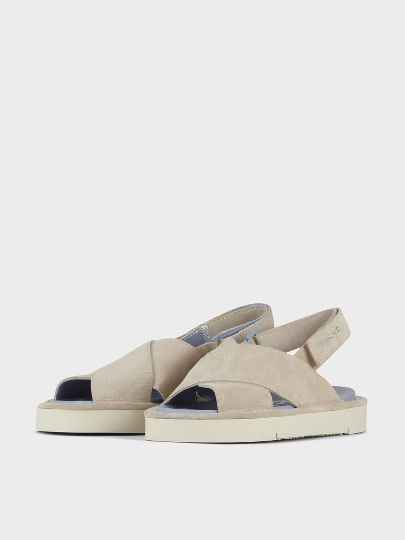 Panchic SANDALO INCROCIATO P67 DONNA IN SUEDE E MICROFIBRA NEBBIA In Saldo