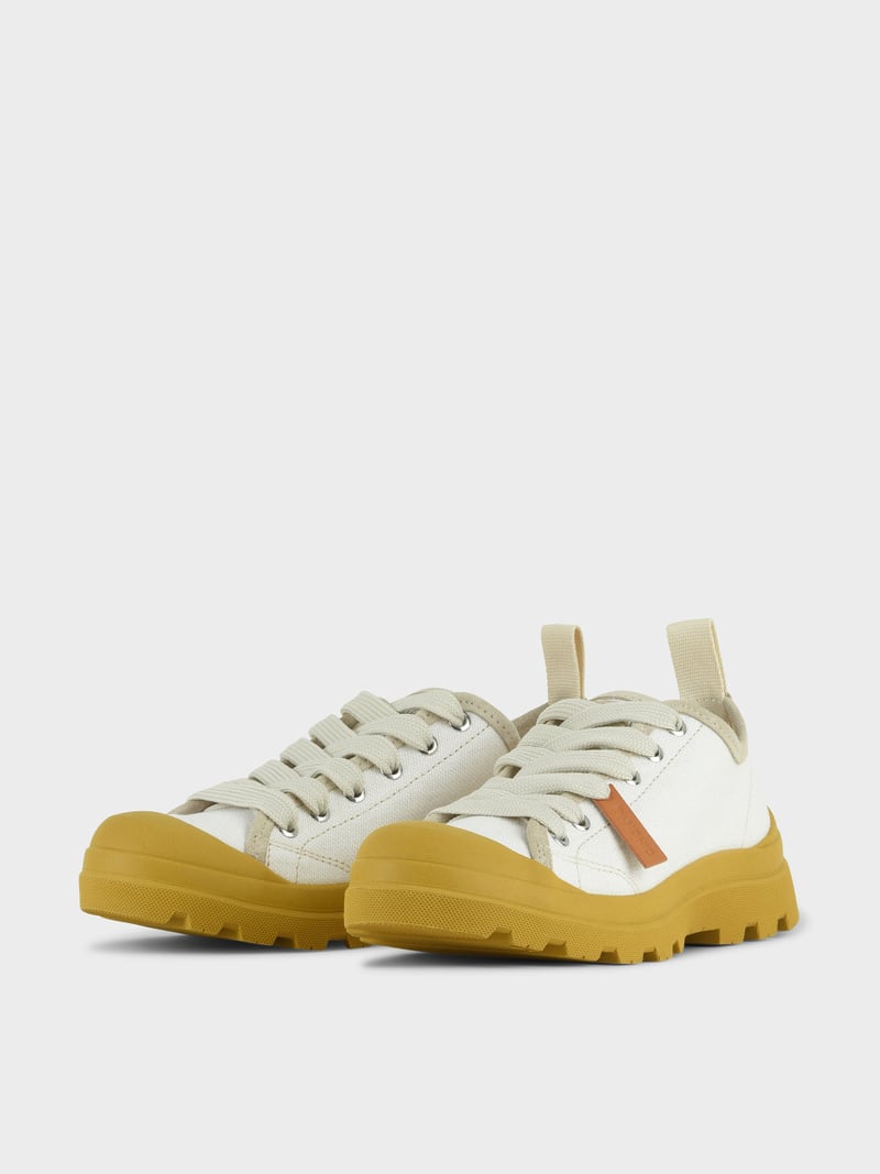 Panchic SCARPA ALLACCIATA P03 DONNA IN LINO E SUEDE BIANCO-GIALLO Offerta natalizia