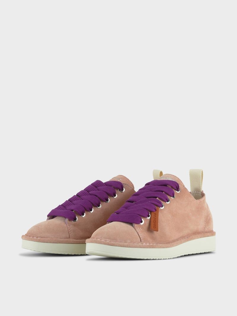Panchic SCARPA ALLACCIATA P01 DONNA IN SUEDE ROSA CIPRIA-VIOLA PANSE' Consegna Veloce