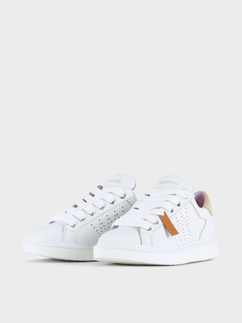 Panchic SCARPA ALLACCIATA P01 DONNA IN PELLE BIANCO-ORO Offerte stagionali
