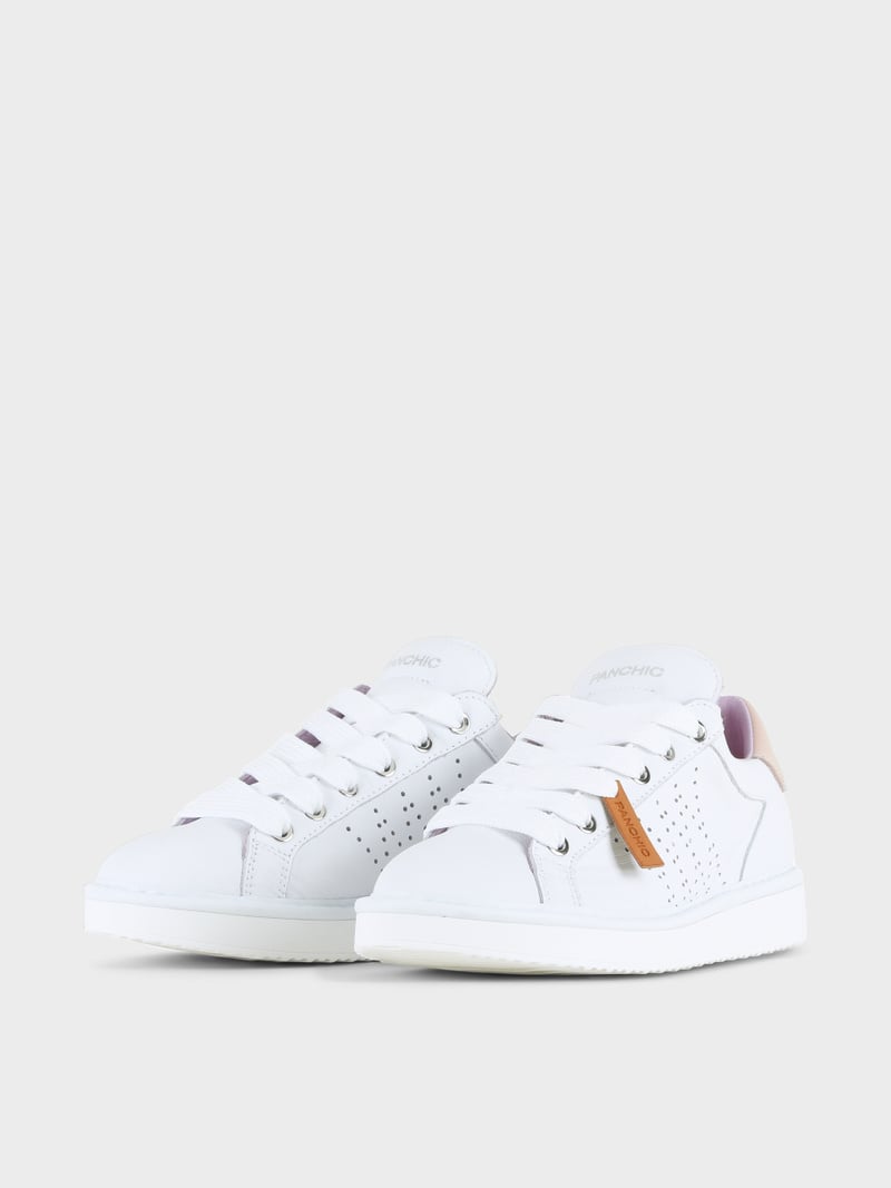 Panchic SCARPA ALLACCIATA P01 DONNA IN PELLE BIANCO-ROSA CIPRIA Fino Al -60%