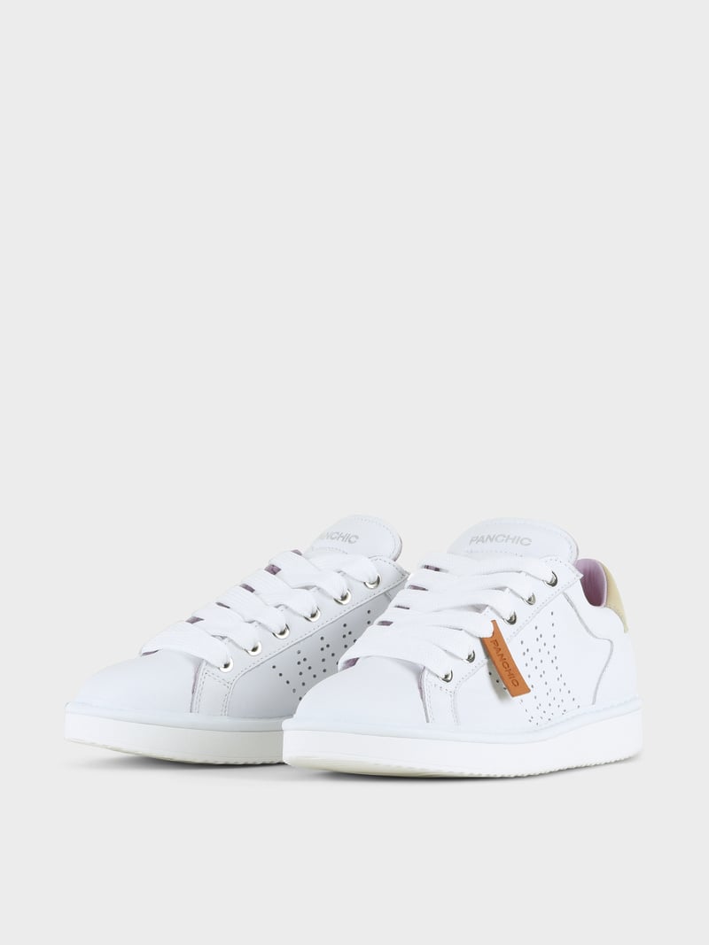 Panchic SCARPA ALLACCIATA P01 DONNA IN PELLE BIANCO-SABBIA Shopping Online
