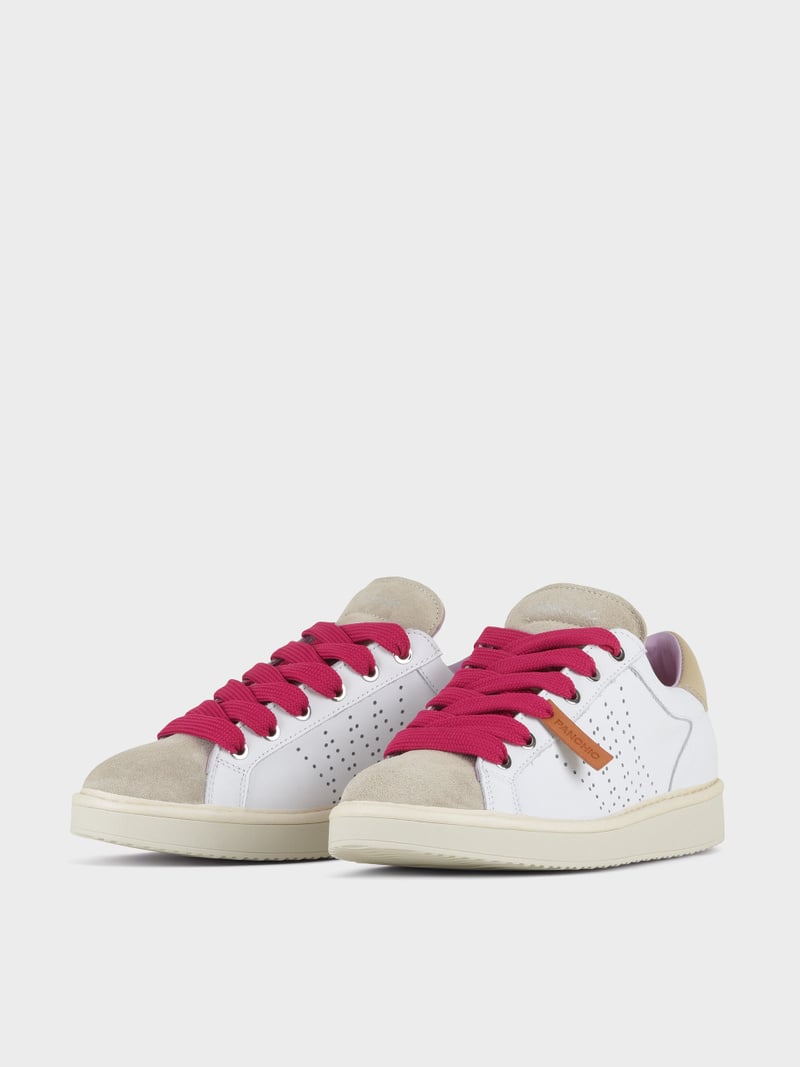 Panchic SCARPA ALLACCIATA P01 DONNA IN PELLE E SUEDE BIANCO-NEBBIA-FUCSIA Prezzo Ridotto