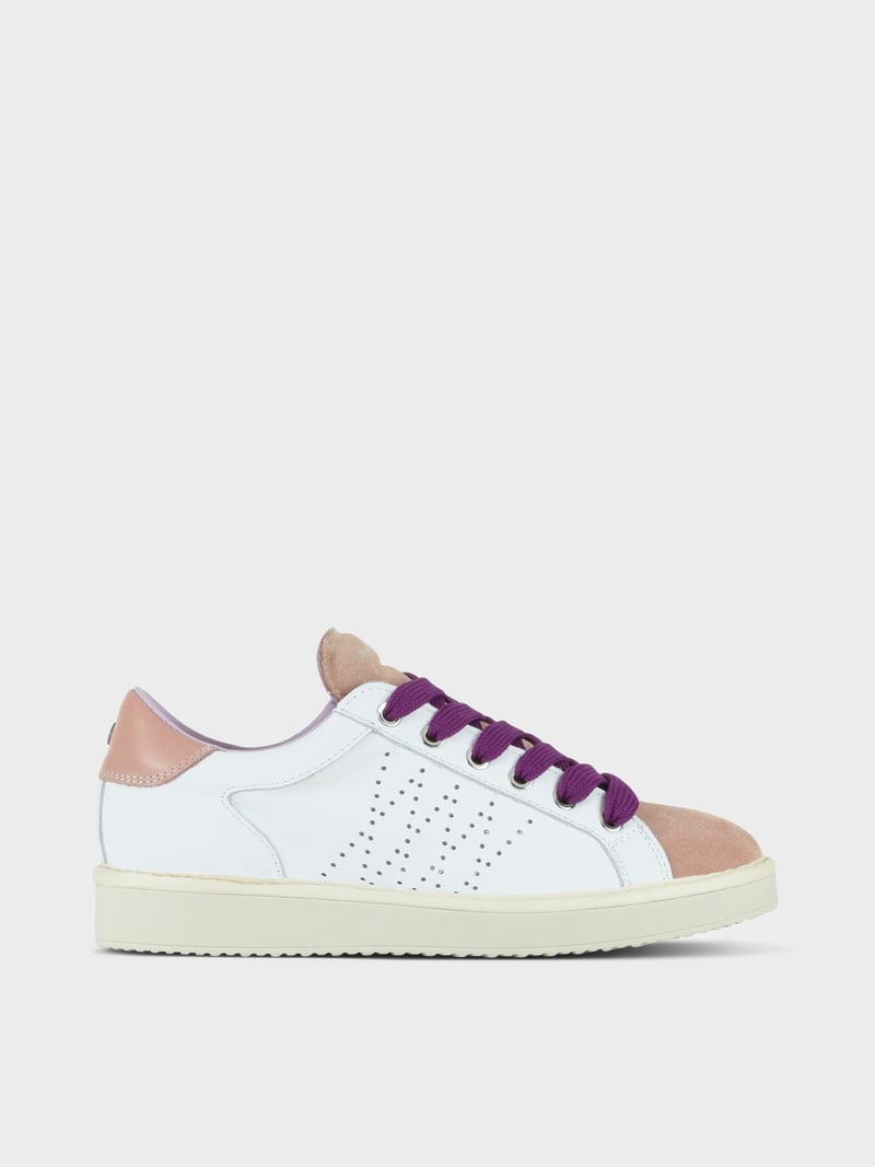 Panchic SCARPA ALLACCIATA P01 DONNA IN PELLE E SUEDE BIANCO-ROSA CIPRIA-VIOLA PANSE' Convenienza