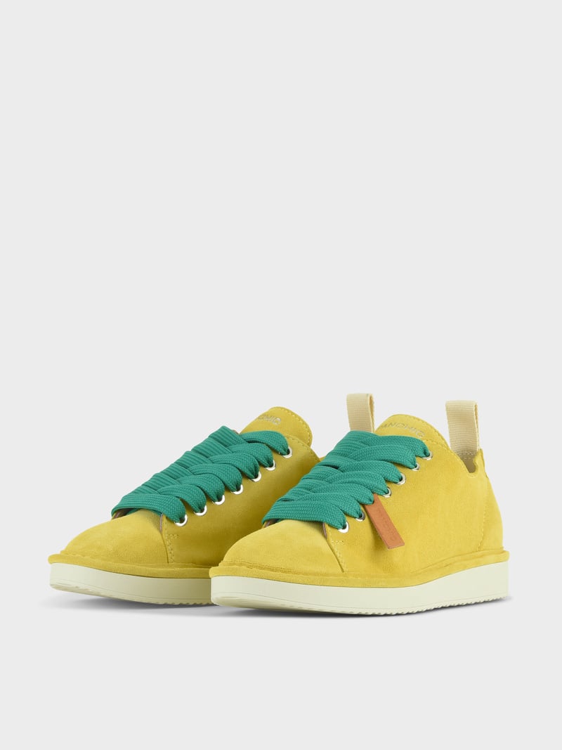 Panchic SCARPA ALLACCIATA P01 DONNA IN SUEDE GIALLO-VERDE SMERALDO Presa