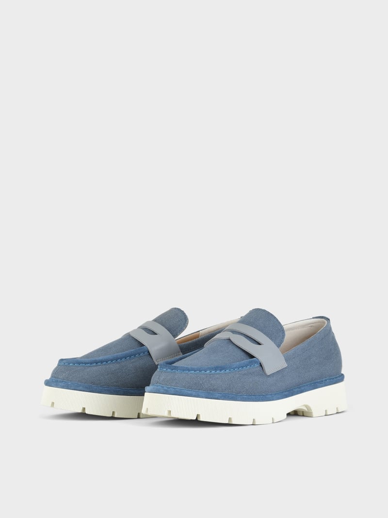 Panchic SLIP ON P99 UOMO IN LINO E SUEDE BLU DENIM Outlet
