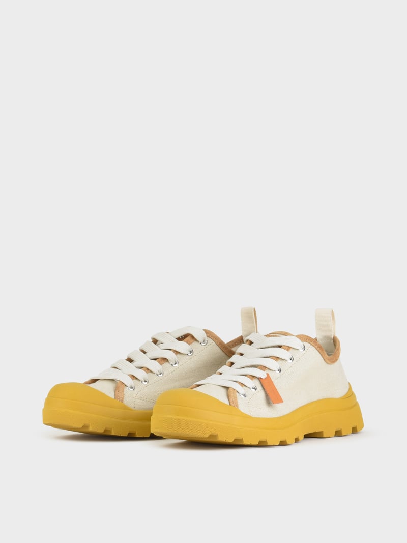 Panchic SCARPA ALLACCIATA P03 UOMO IN LINO E SUEDE NEBBIA-GIALLO Moda