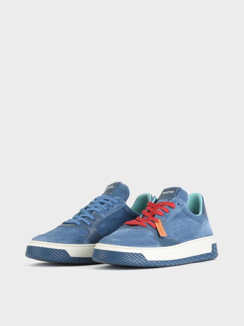 Panchic SNEAKER LOW P02 UOMO IN SUEDE E PELLE BLUE In Linea