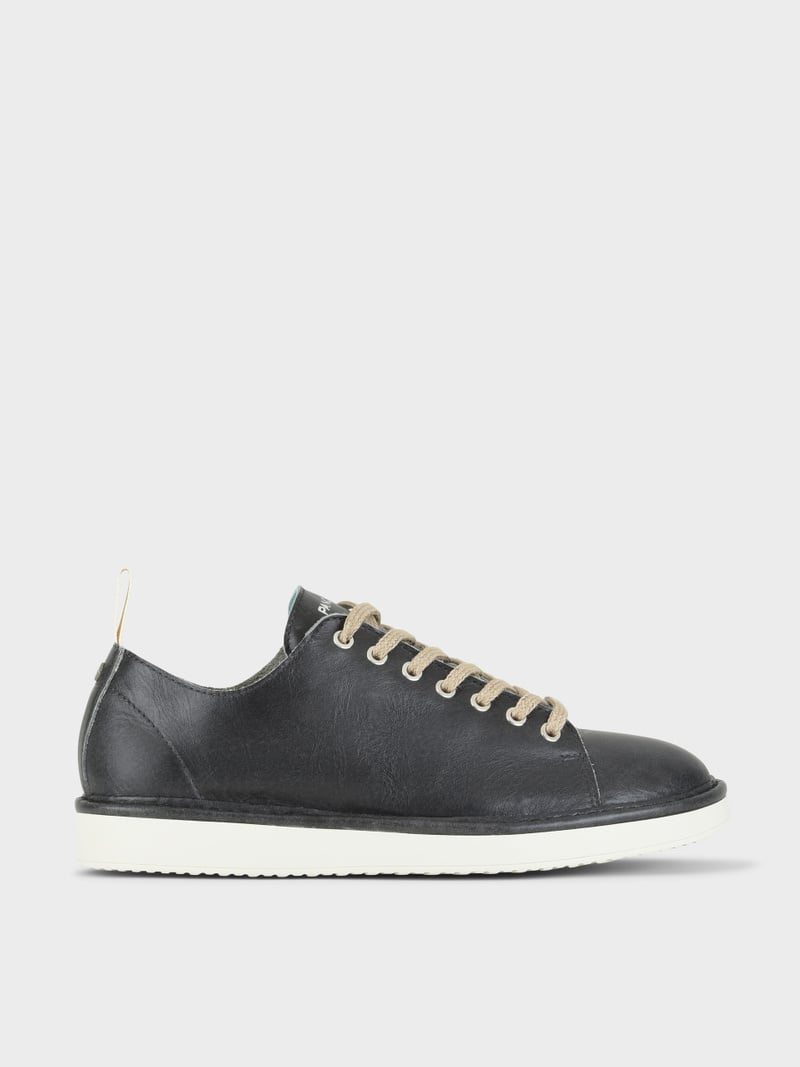 Panchic SCARPA ALLACCIATA P01 UOMO IN PELLE CON FINISH AVIATOR NERO Nuovo