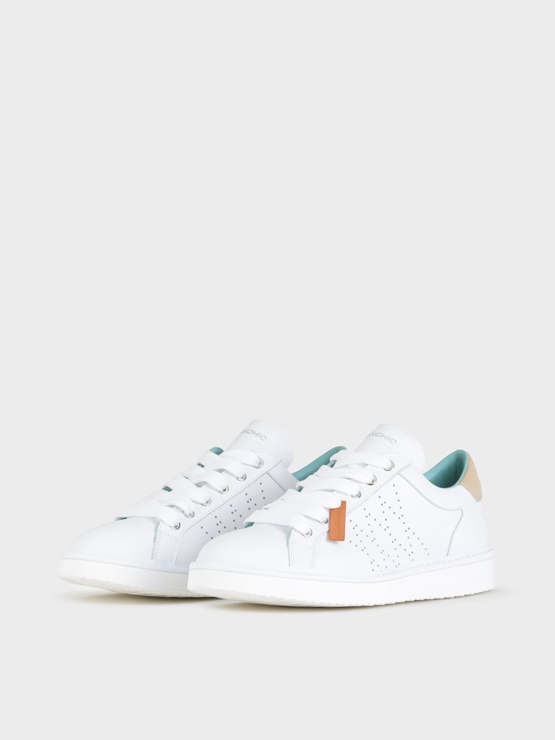 Panchic SCARPA ALLACCIATA P01 UOMO IN PELLE BIANCO-SABBIA Spedizione Gratuita
