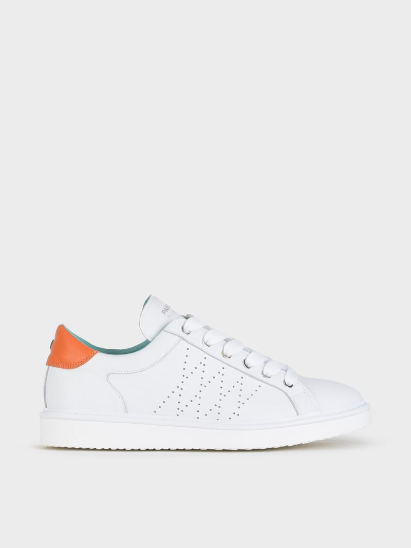 Panchic SCARPA ALLACCIATA P01 UOMO IN PELLE BIANCO-ARANCIO Pezzi Unici