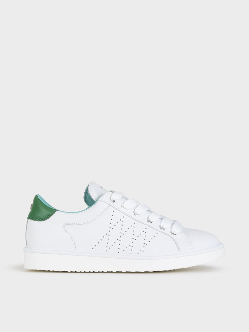 Panchic SCARPA ALLACCIATA P01 UOMO IN PELLE BIANCO-VERDE Soddisfazione Garantita
