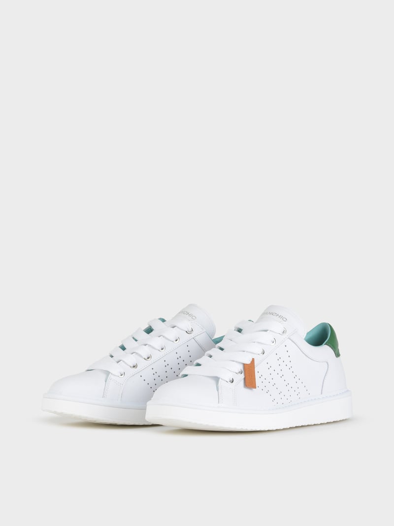 Panchic SCARPA ALLACCIATA P01 UOMO IN PELLE BIANCO-VERDE Soddisfazione Garantita