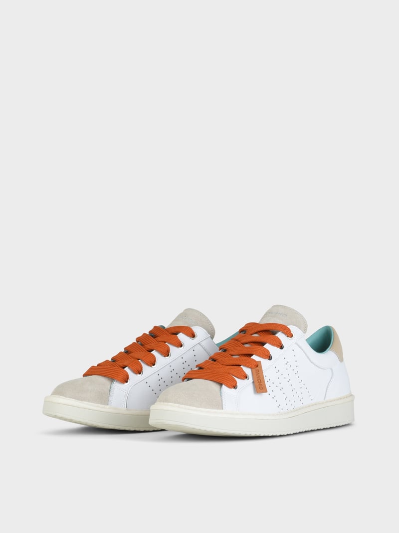 Panchic SCARPA ALLACCIATA P01 UOMO IN PELLE E SUEDE BIANCO-NEBBIA-ARANCIO BRUCIATO Qualità Garantita