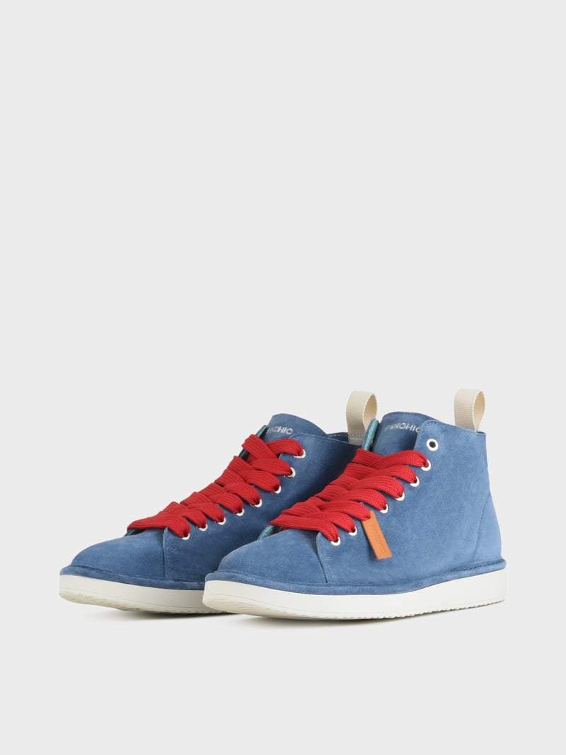 Panchic POLACCHINO P01 UOMO IN SUEDE BLUE-ROSSO Consegna Veloce