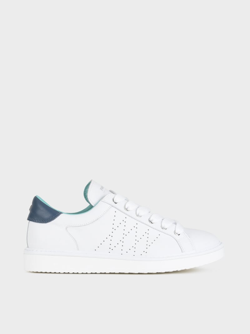 Panchic SCARPA ALLACCIATA P01 UOMO IN PELLE BIANCO-BLU Promozione Limitata