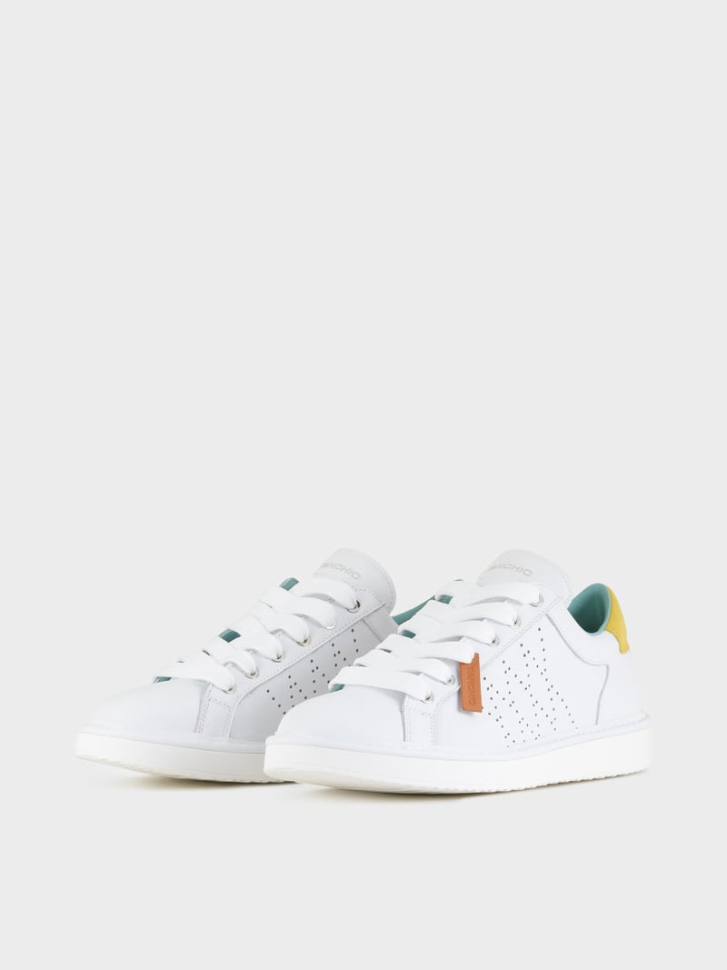 Panchic SCARPA ALLACCIATA P01 UOMO IN PELLE BIANCO-ZUCCA Affare Del Giorno