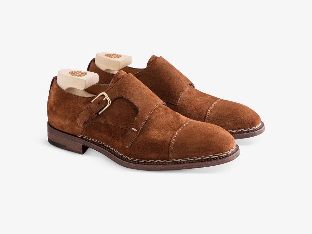 Paolo Sartori Double Monkstrap in Calf Suede Snuff Doppia Fibbia in Vitello Scamosciato Snuff Vendita Calda