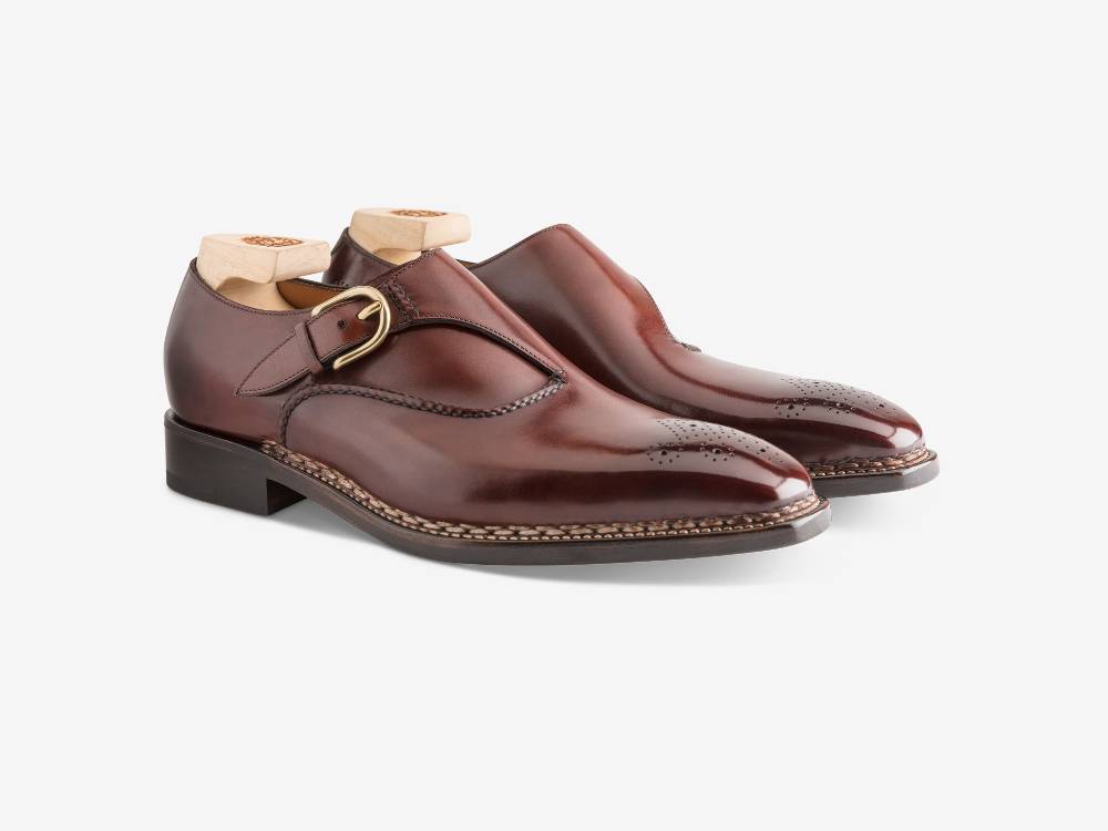Paolo Sartori Single Monkstrap in Antiqued Positano Leather Mono Fibbia in pelle Anticata Positano In Saldo