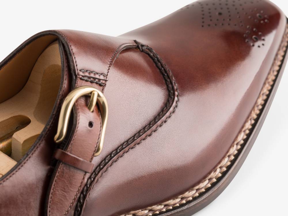 Paolo Sartori Single Monkstrap in Antiqued Positano Leather Mono Fibbia in pelle Anticata Positano In Saldo
