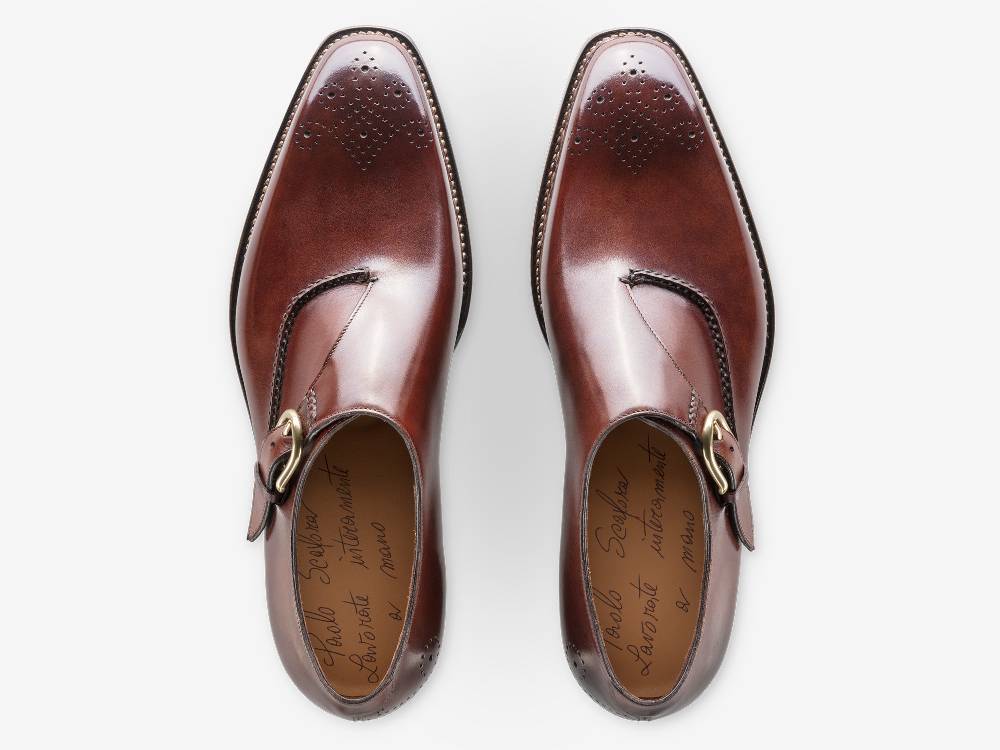 Paolo Sartori Single Monkstrap in Antiqued Positano Leather Mono Fibbia in pelle Anticata Positano In Saldo