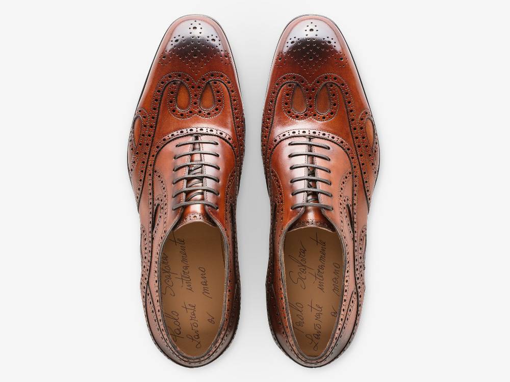 Paolo Sartori Oxford in Antiqued Cognac Leather Oxford in pelle Anticata Cognac Nuova