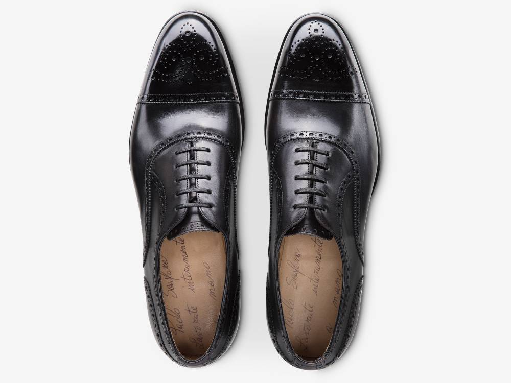 Paolo Sartori Art. 06 Oxford in pelle Atinticata Nera Vendita calda