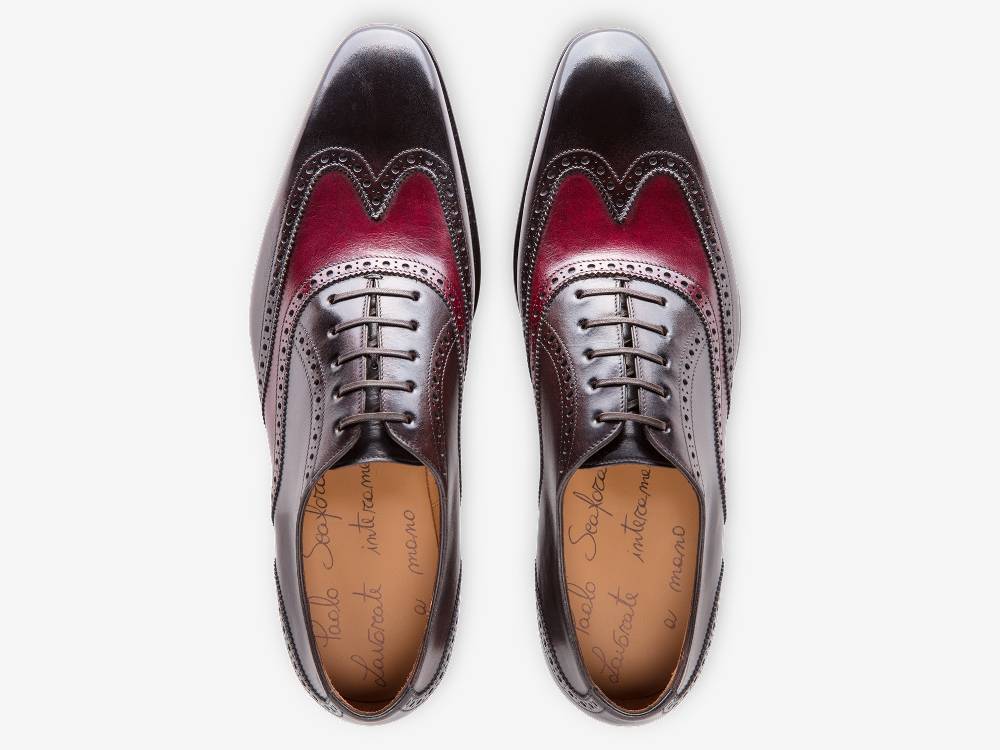 Paolo Sartori Art. 604 Oxford in Pelle Anticata Vietri Bordeaux Black Acquista Ora