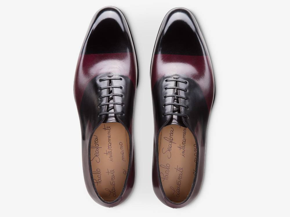Paolo Sartori ART. 659 Oxford in pelle Dipinta a Mano Bordeaux e Nero Promozione Limitata