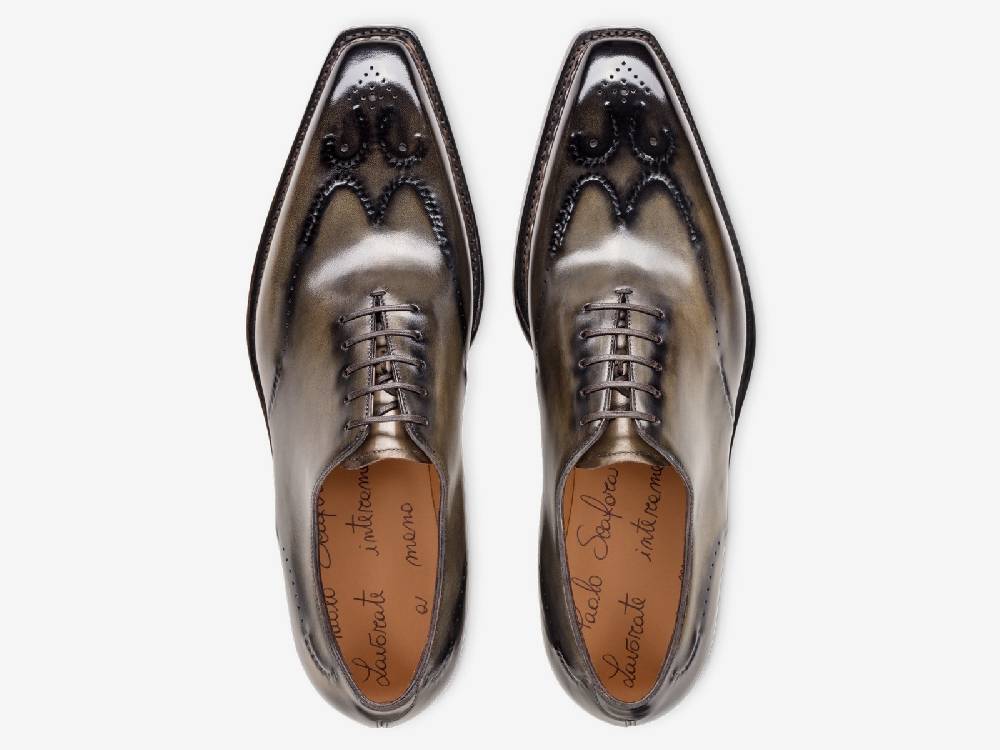 Paolo Sartori Art. 792 Oxford in Antiqued Verdegris Leather Sconto