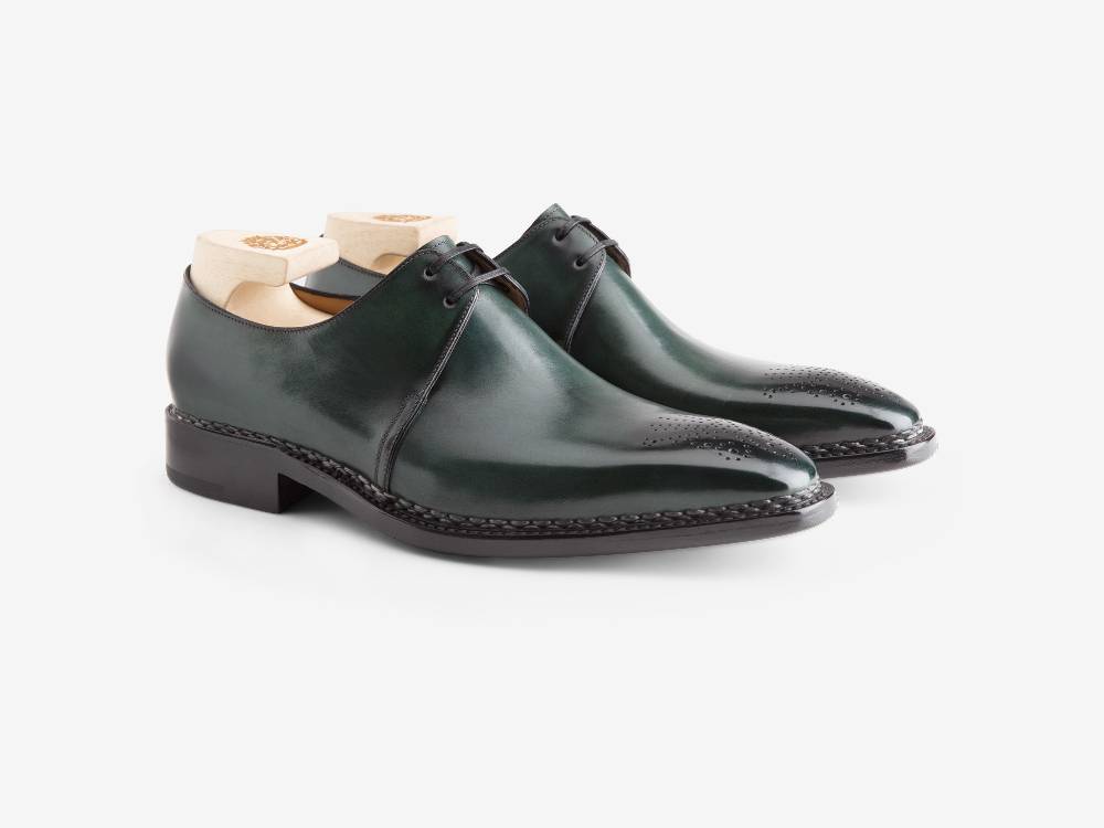 Paolo Sartori ART. 665 Derby in pelle Anticata Petrolio Outlet