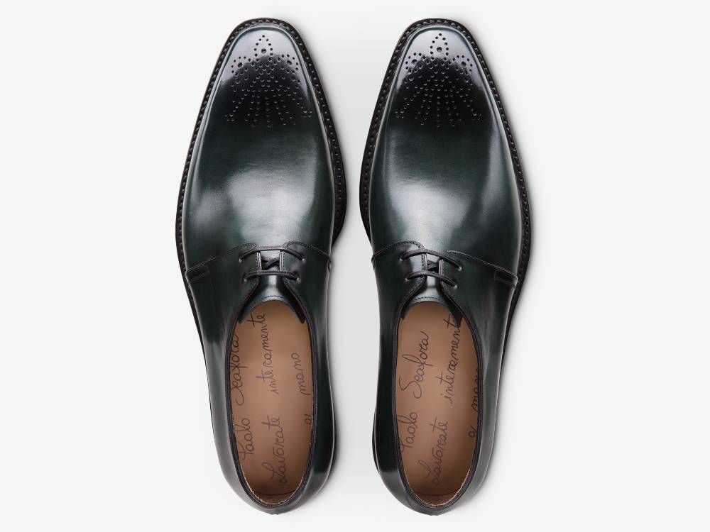 Paolo Sartori ART. 665 Derby in pelle Anticata Petrolio Outlet