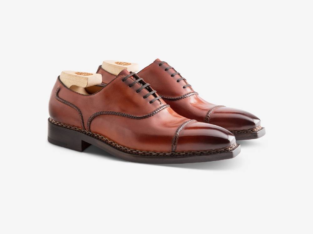 Paolo Sartori Art. 175BOUT Oxford in pelle Anticata Cognac In Vendita