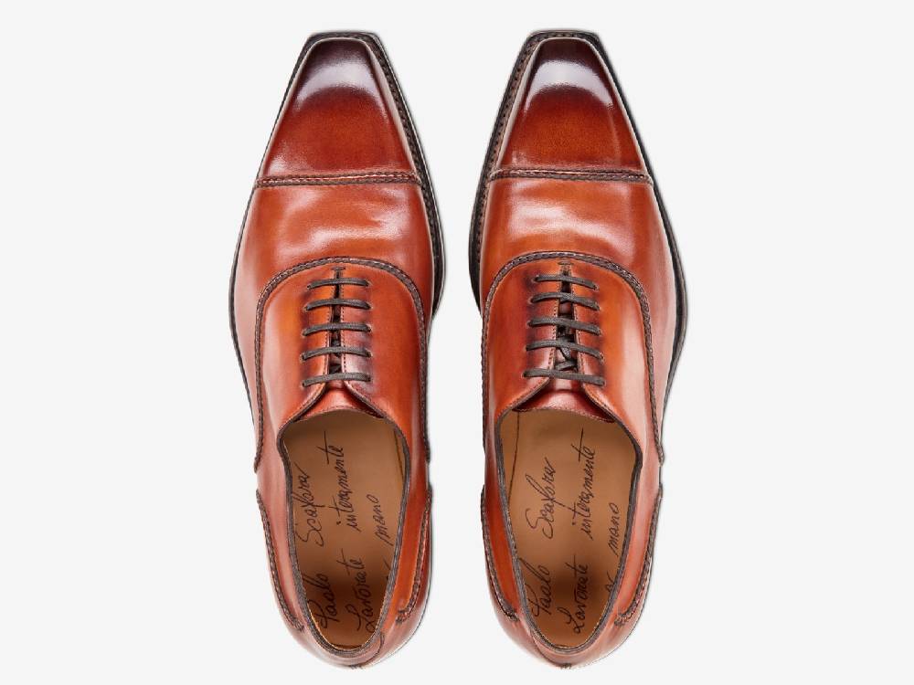 Paolo Sartori Art. 175BOUT Oxford in pelle Anticata Cognac In Vendita
