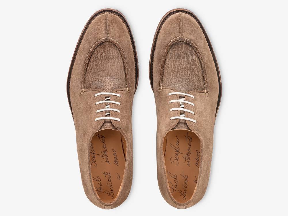 Paolo Sartori Art. 797 Derby in Cocco Suede and Shark Leather Hotsell