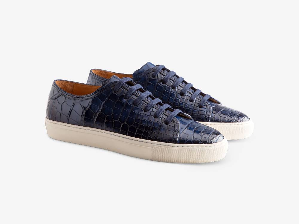 Paolo Sartori Art.Tenny1 Sneakers In Alligatore Anticata Oceano In Linea