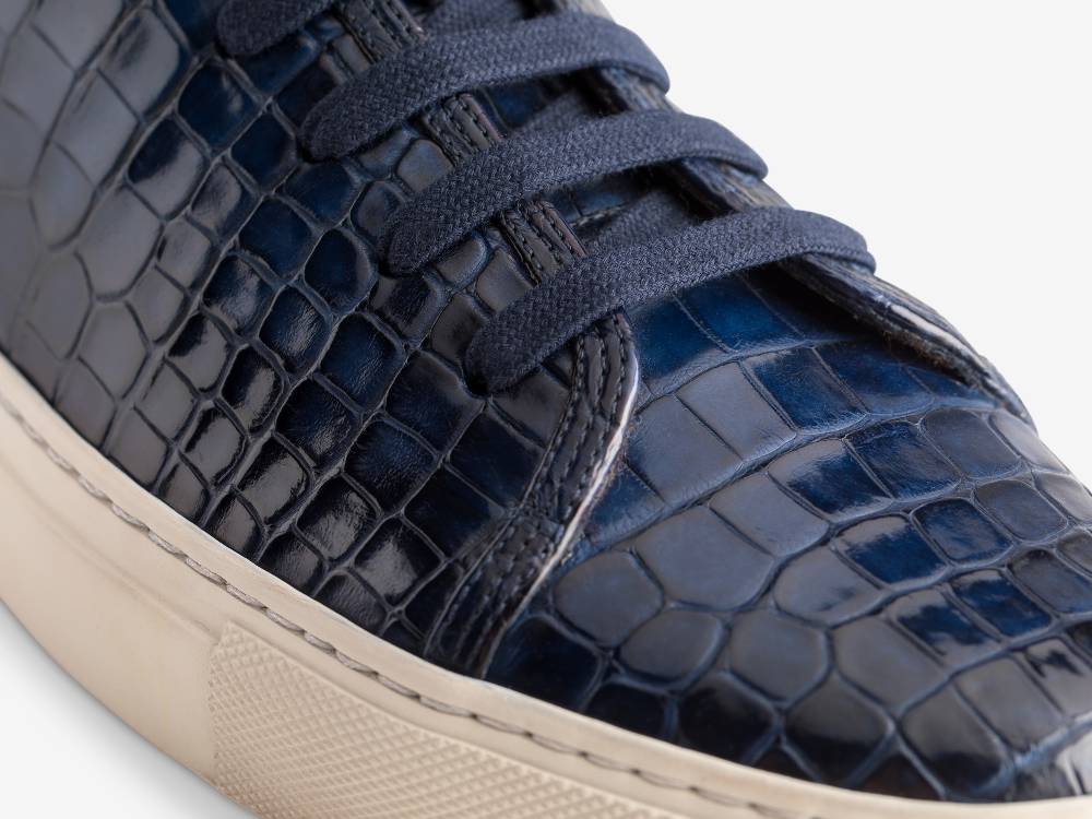 Paolo Sartori Art.Tenny1 Sneakers In Alligatore Anticata Oceano In Linea