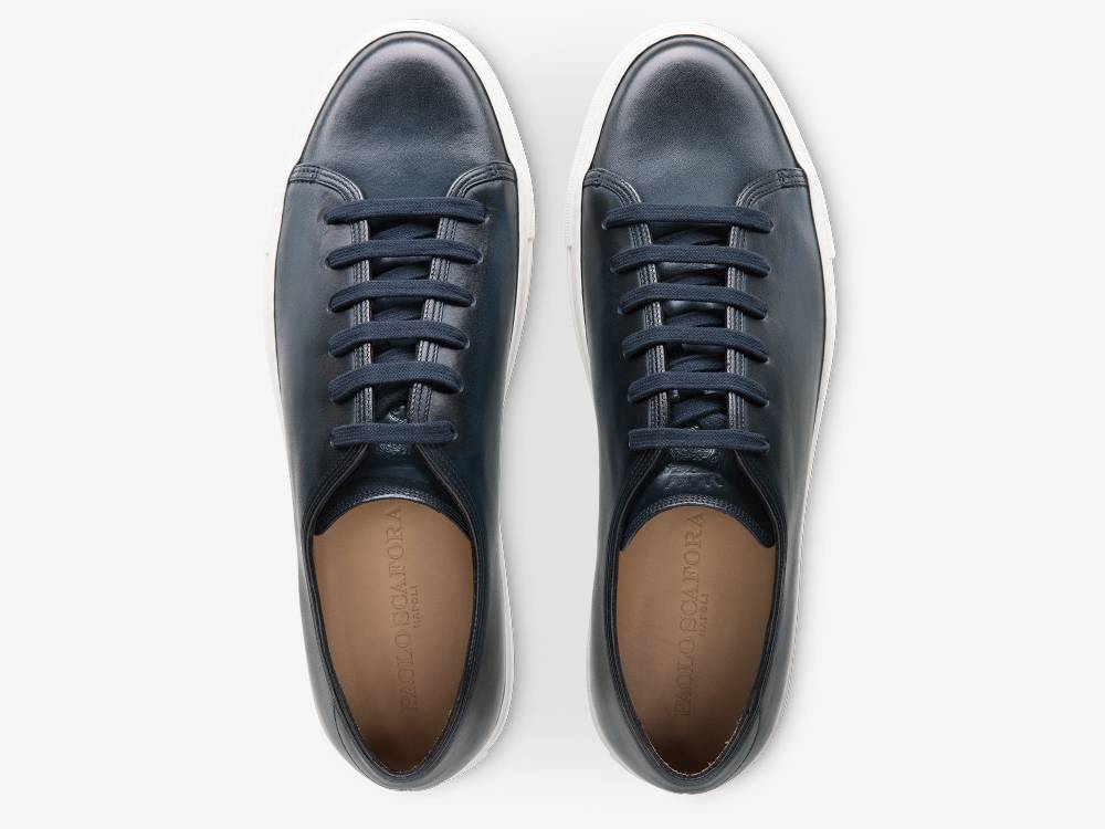 Paolo Sartori Art.Tenny1 Sneakers In Pelle Anticata Oceano Nuovo
