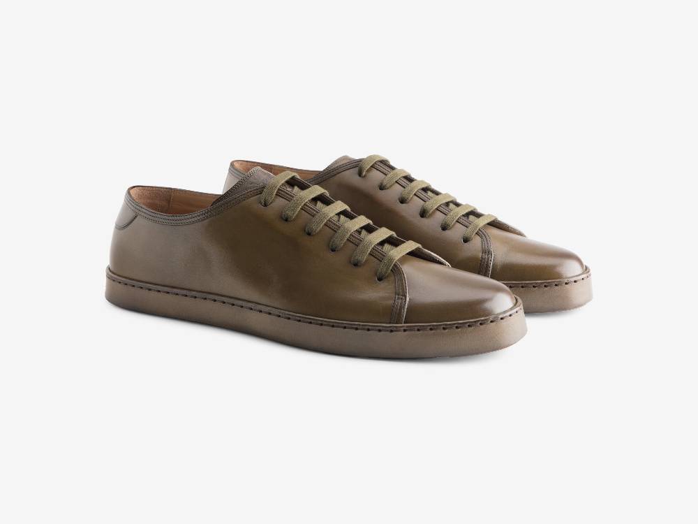 Paolo Sartori Art.Tenny1 Sneakers In Pelle Anticata Muschio Vendita