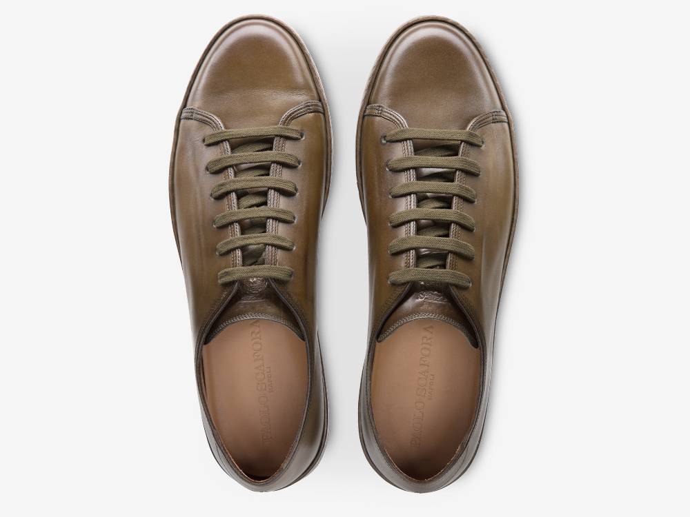 Paolo Sartori Art.Tenny1 Sneakers In Pelle Anticata Muschio Vendita