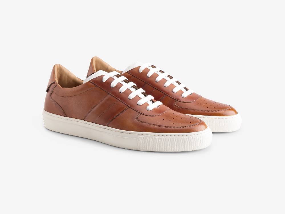Paolo Sartori Art.Tenny2 Sneakers In Pelle Anticata Cognac Spedizione Gratuita