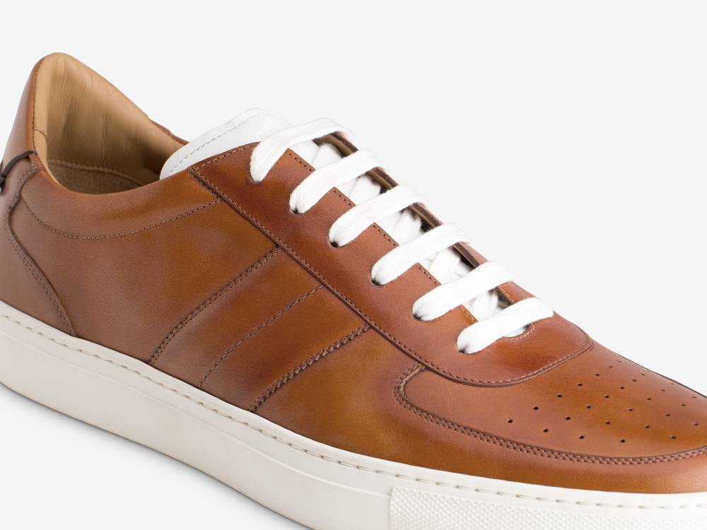 Paolo Sartori Art.Tenny2 Sneakers In Pelle Anticata Cognac Spedizione Gratuita