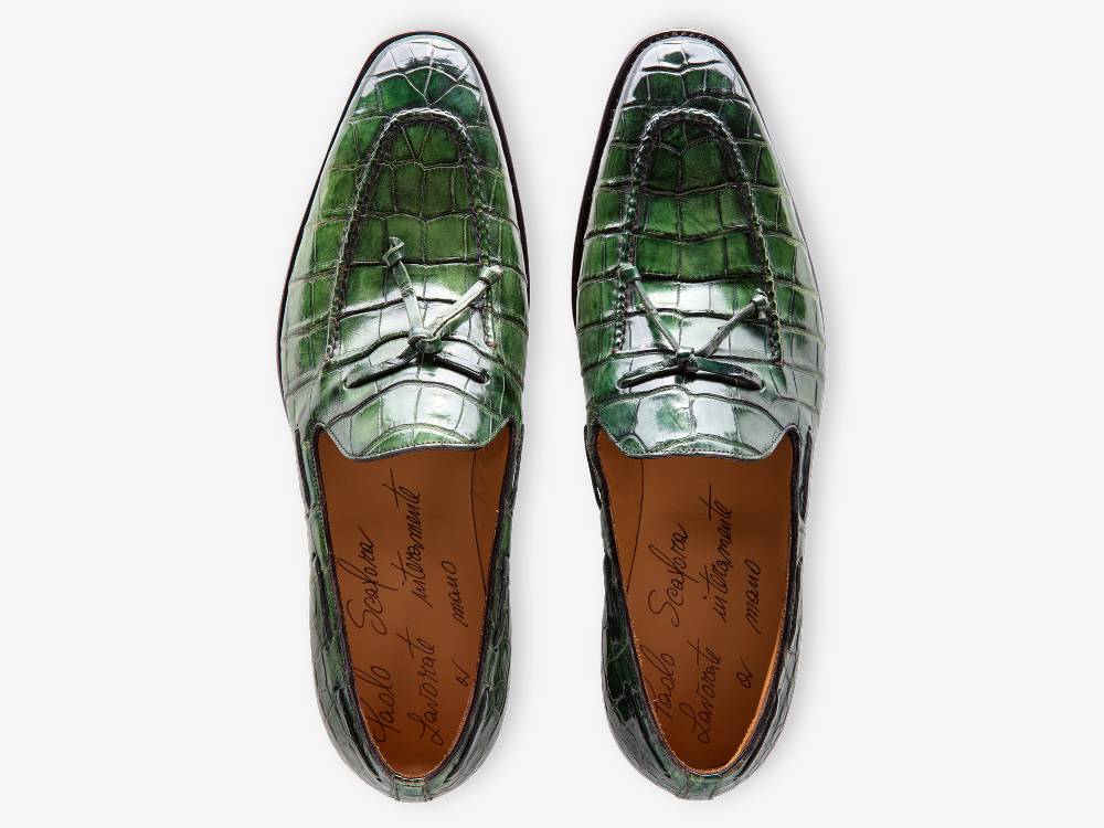 Paolo Sartori Art. 541 Mocassino in pelle Anticata Verde Smeraldo Pezzi Unici