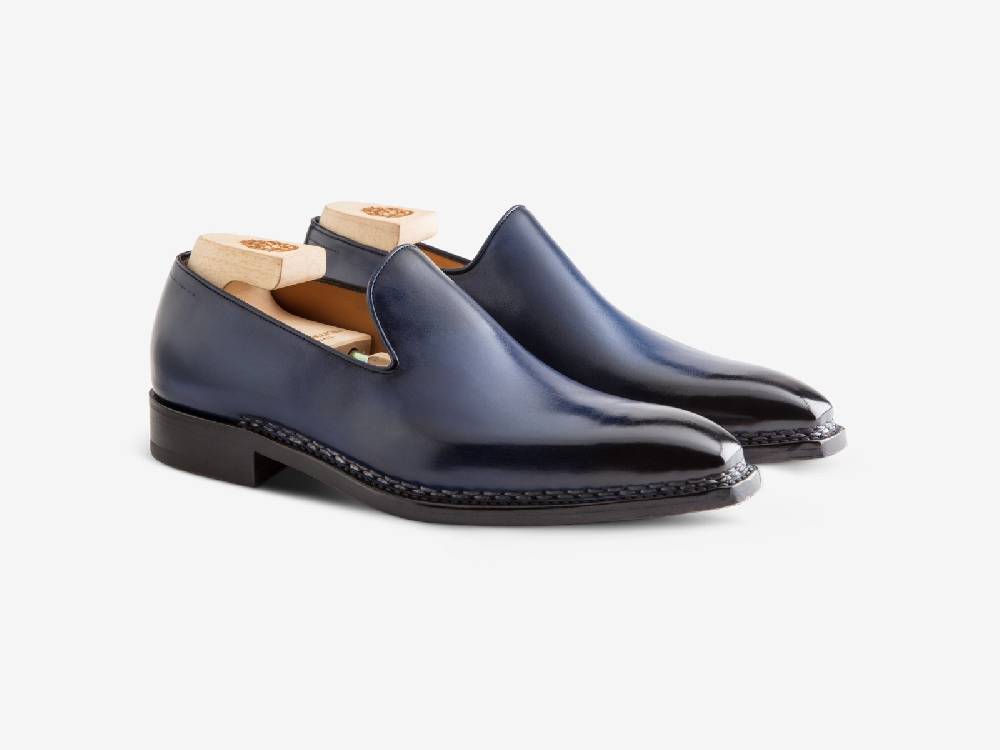 Paolo Sartori Art. 727 Loafer in Antiqued Cobalto Leather Qualità Garantita