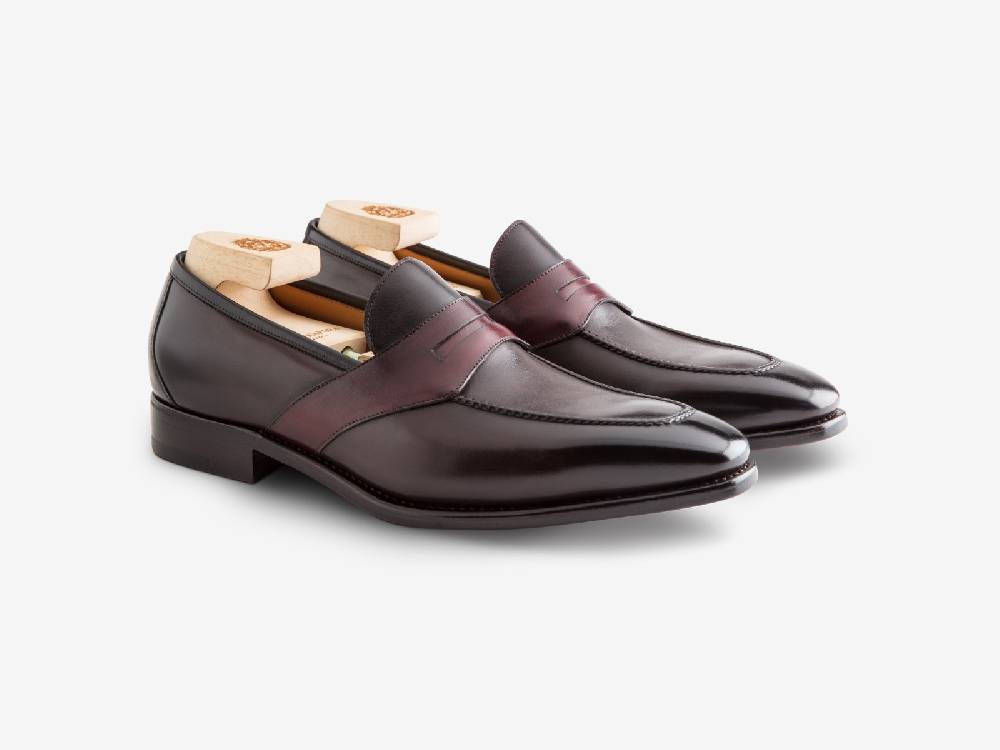 Paolo Sartori ART. 729 Loafer in Antiqued Vietri, Bordeaux and Black Leather Acquista Ora