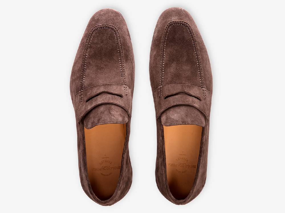 Paolo Sartori Art. 638 Mocassino in Camoscio Marrone scuro Prezzo Ridotto